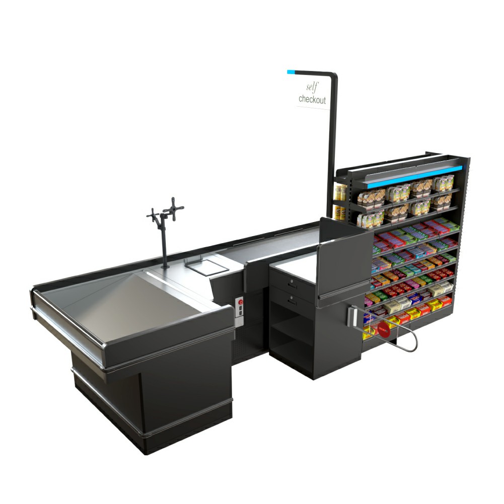 Mostrador de caja con estante de exhibición