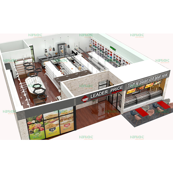 Diseño de supermercado 3D en la Isla de la Reunión