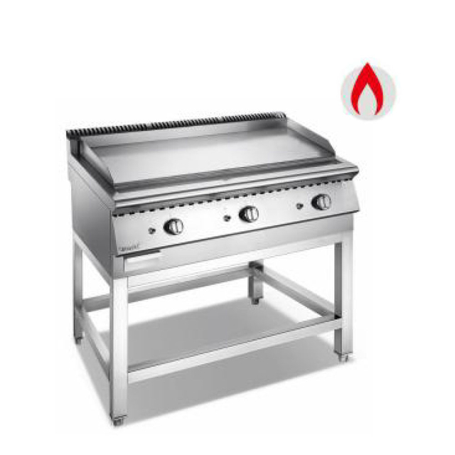Plancha de gas comercial con soporte