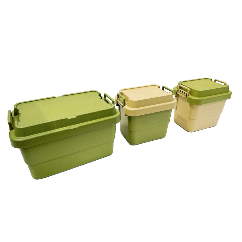 Caja de almacenamiento apilable para coche, herramientas de acampada con acabado para exteriores, gran capacidad de respaldo portátil, rodamiento de carga de 22L y 50L