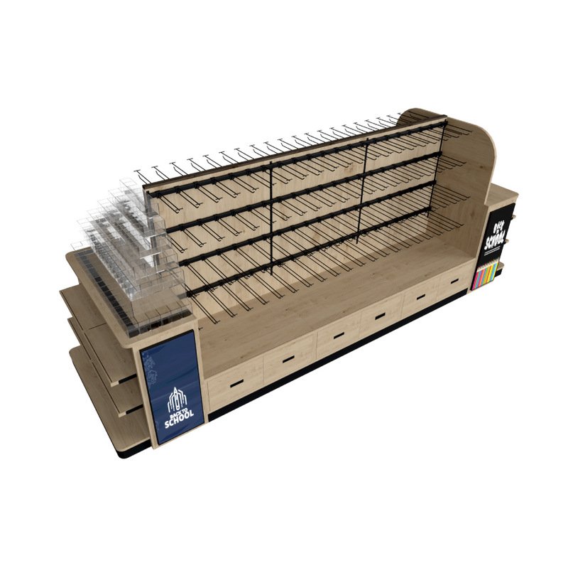Estante de exhibición de madera para papelería