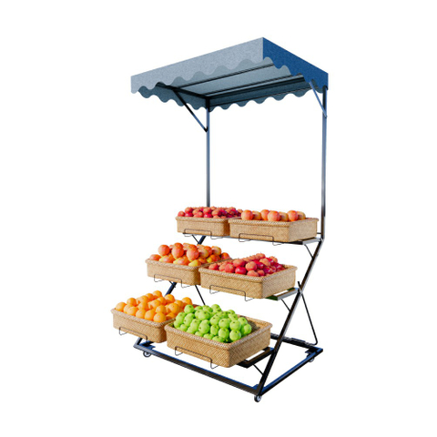 Estante de exhibición de productos plegable con toldo