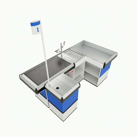 Mostrador de caja con espacio de almacenamiento