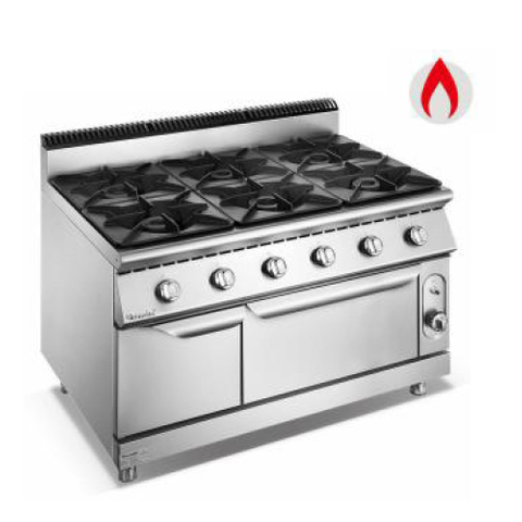 Cocina a gas de 6 quemadores serie 900 con horno