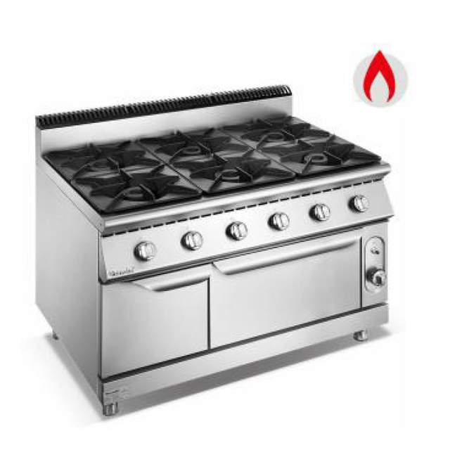 Cocina a gas de 6 quemadores serie 900 con horno