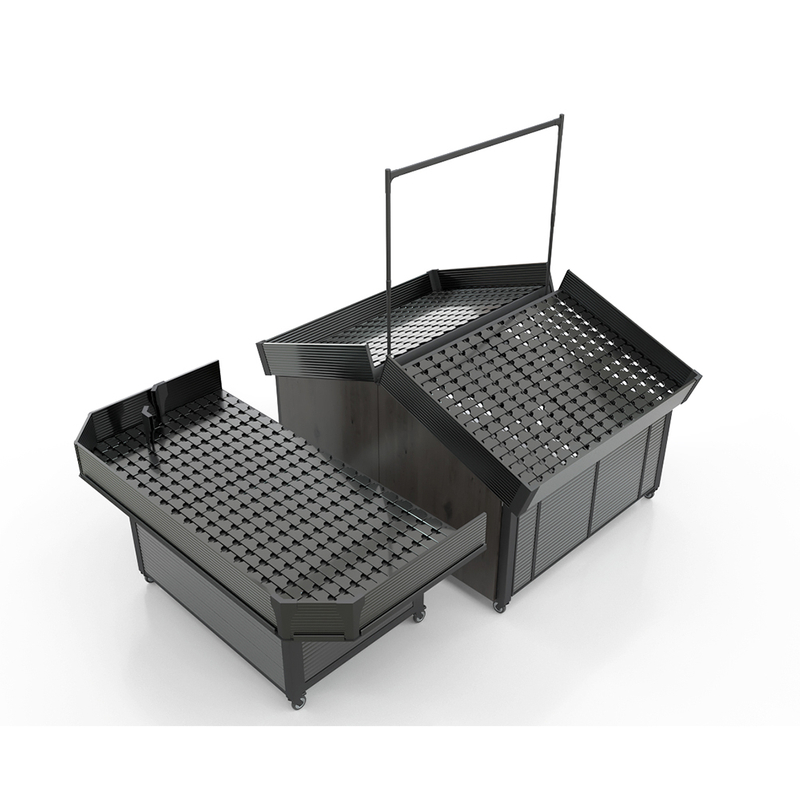 Soporte de exhibición ajustable negro para frutas y verduras