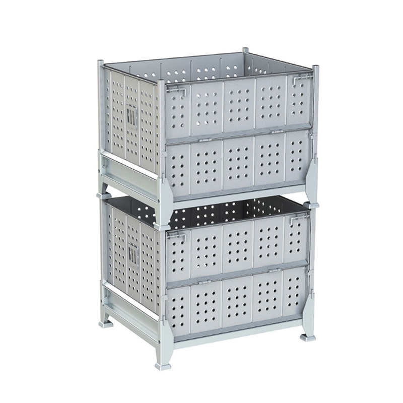Caja de paletas logística apilable plegable de metal duradero