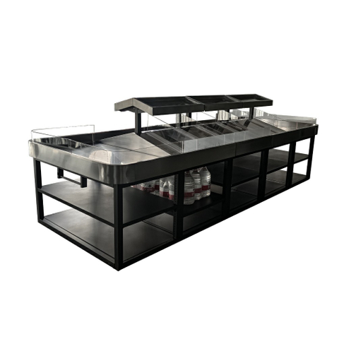 Soporte de exhibición de metal para tienda de productos agrícolas