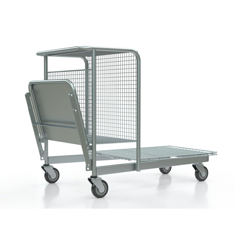 Carro de almacén para trabajo pesado con escalera plegable
