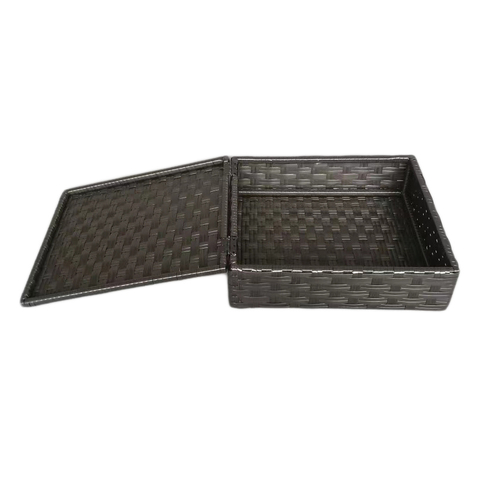 Caja de ratán de plástico con tapa