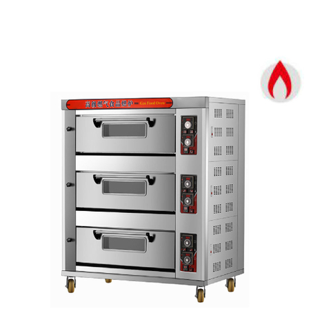 Horno de cubierta automático a gas comercial de 3 pisos