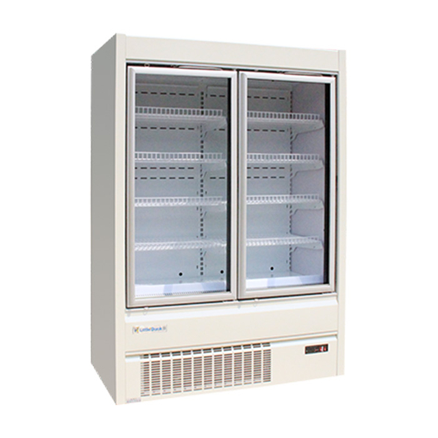 Congelador de exhibición vertical de dos puertas ≤-15 ℃ para tienda de conveniencia