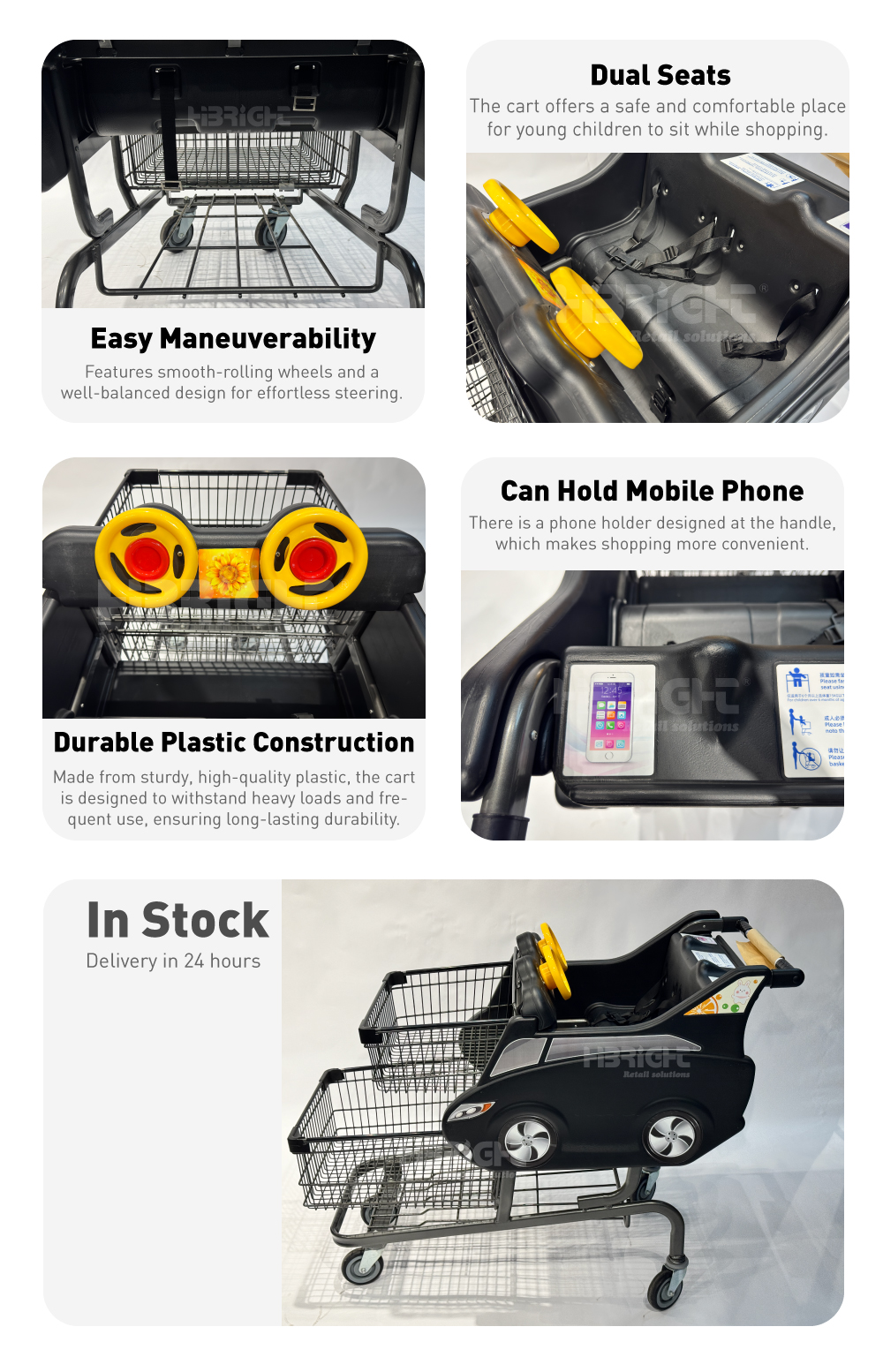 Carro de compras de pl&aacute;stico con asiento doble3