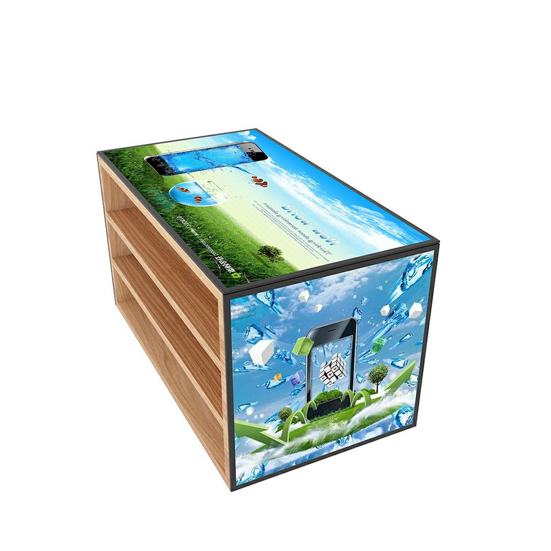 Mesa de exhibición con caja de luz