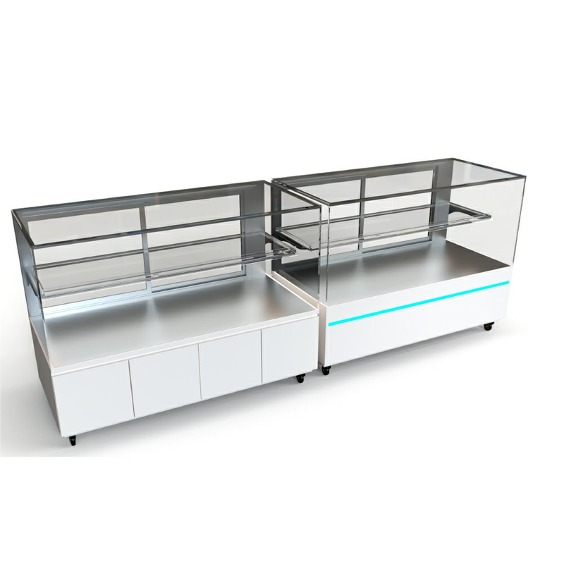 Vitrina de vidrio para pasteles y pan