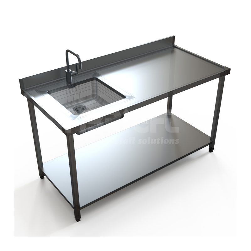 Mesa de acero inoxidable con fregadero