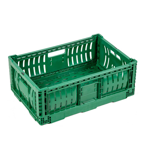 Caja de plástico plegable fácil con mango de botón