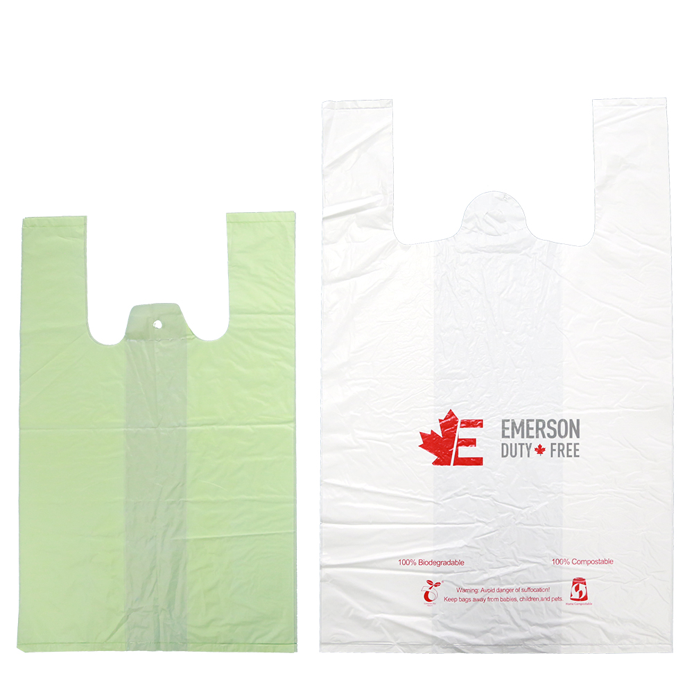 Bolso de compras plástico de la camiseta compostable biodegradable amistosa impresa aduana de Eco