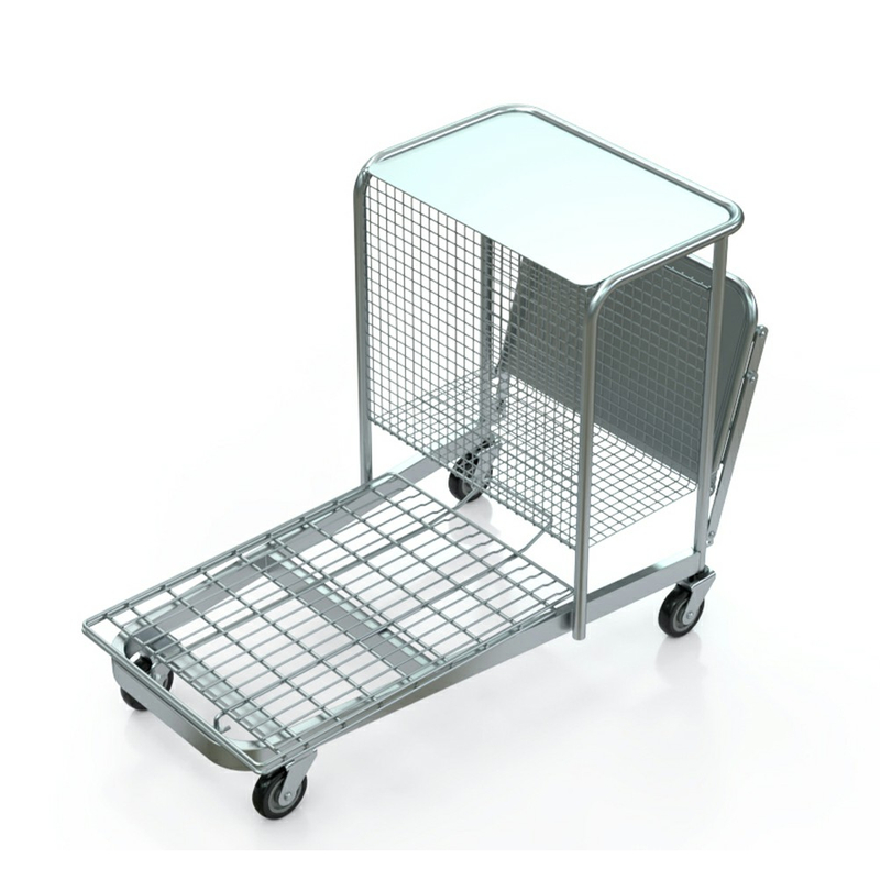 Carro de almacén para trabajo pesado con escalera plegable