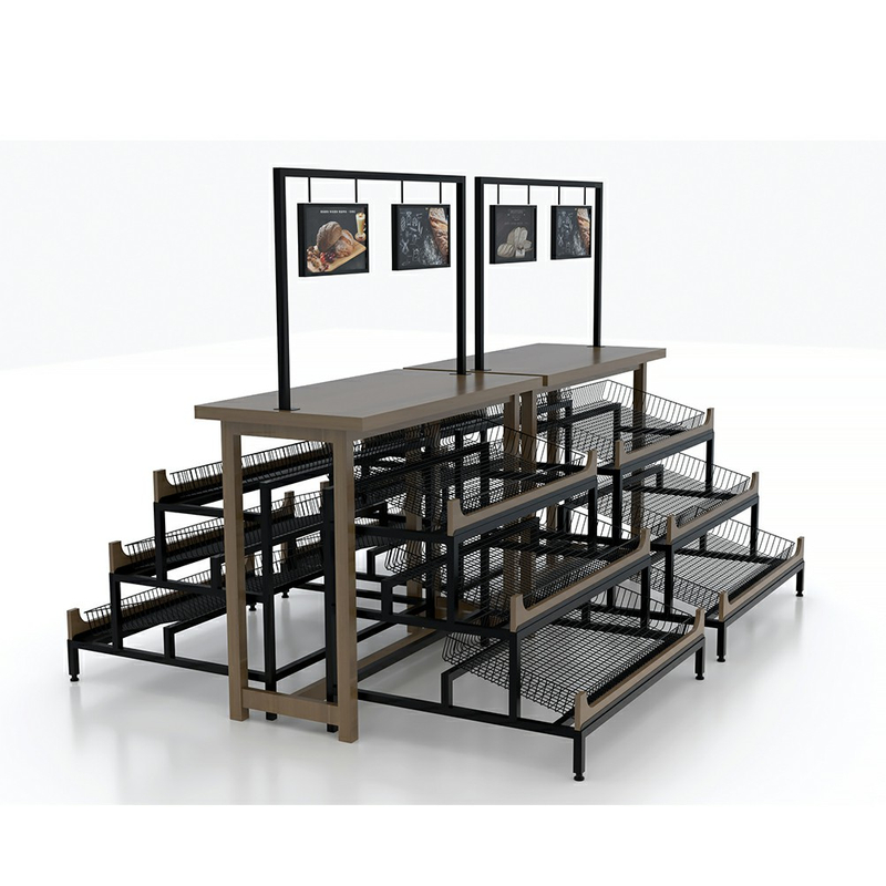 Estante de exhibición de panadería de madera