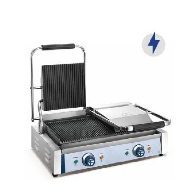 Parrilla Panini acanalada de hierro eléctrica comercial