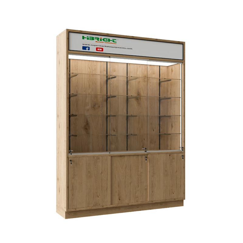 Mostrador de servicio y estanterías de madera