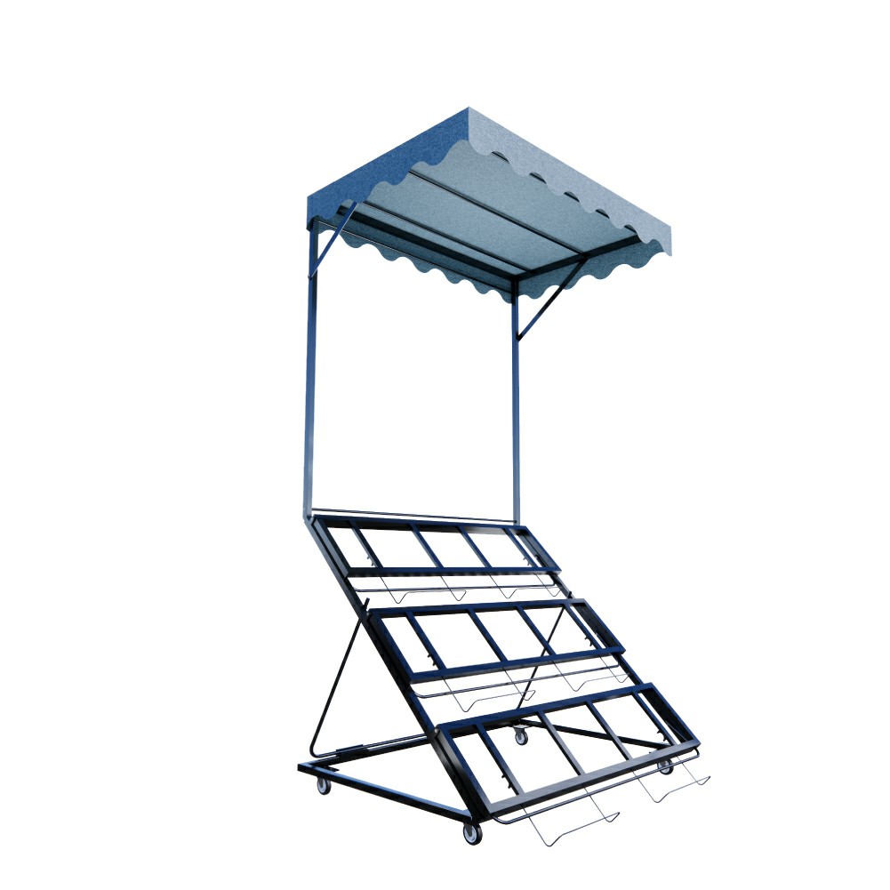 Estante de exhibición de productos plegable con toldo