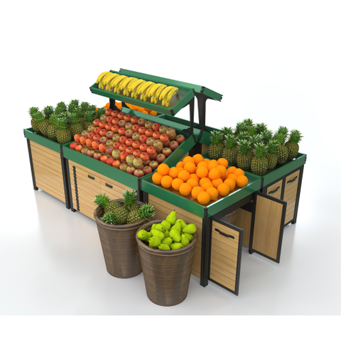 Estante de exhibición de frutas y verduras de aluminio para supermercados y tiendas de comestibles