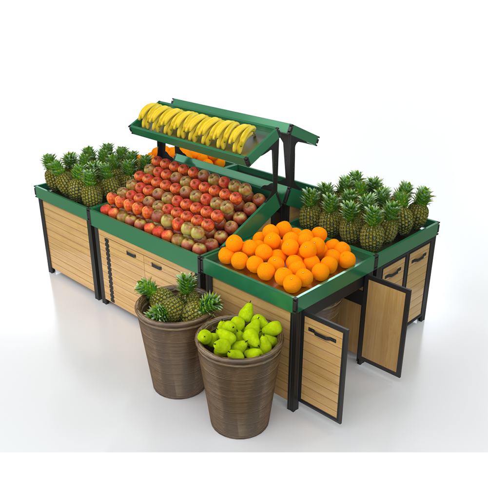 Estante de exhibición de frutas y verduras de aluminio para supermercados y tiendas de comestibles