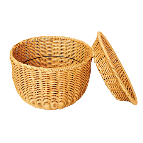  Cesta de ratán redonda de dos capas