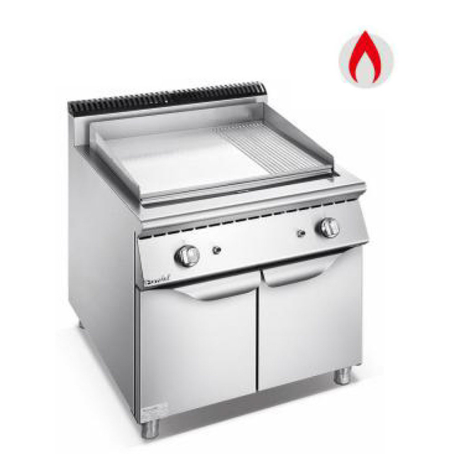 Plancha de gas comercial con gabinete