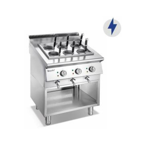 Cocedor de pasta eléctrico con mueble abierto