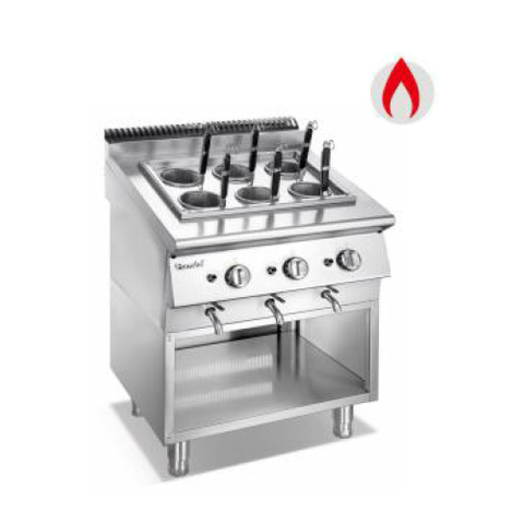 Cocedor de pasta a gas con mueble abierto