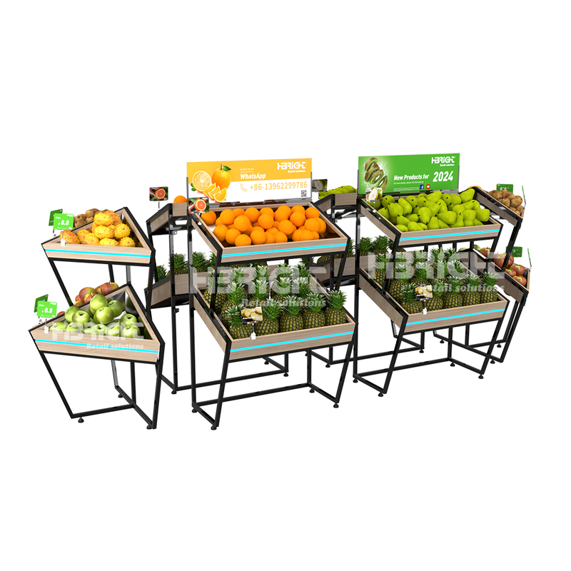 2024 Estantes de exhibición de frutas de nuevo diseño Highbright