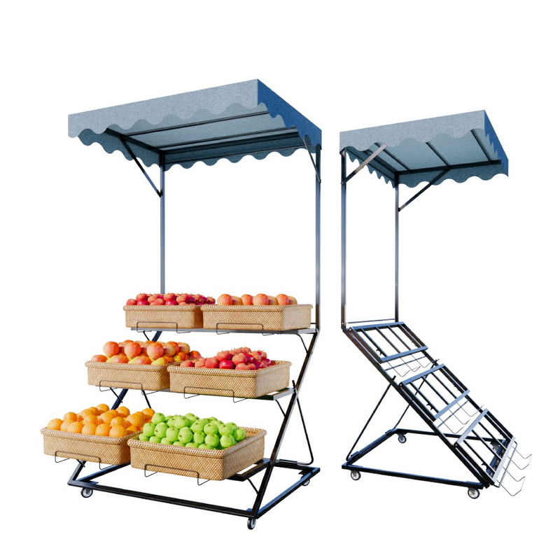 Estante de exhibición de productos plegable con toldo