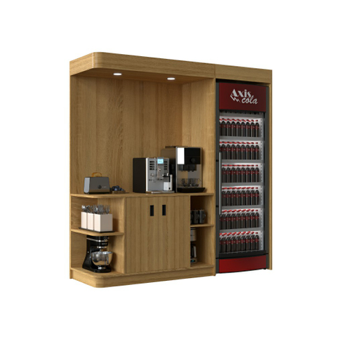 Mostrador de café de autoservicio de madera para tienda de conveniencia