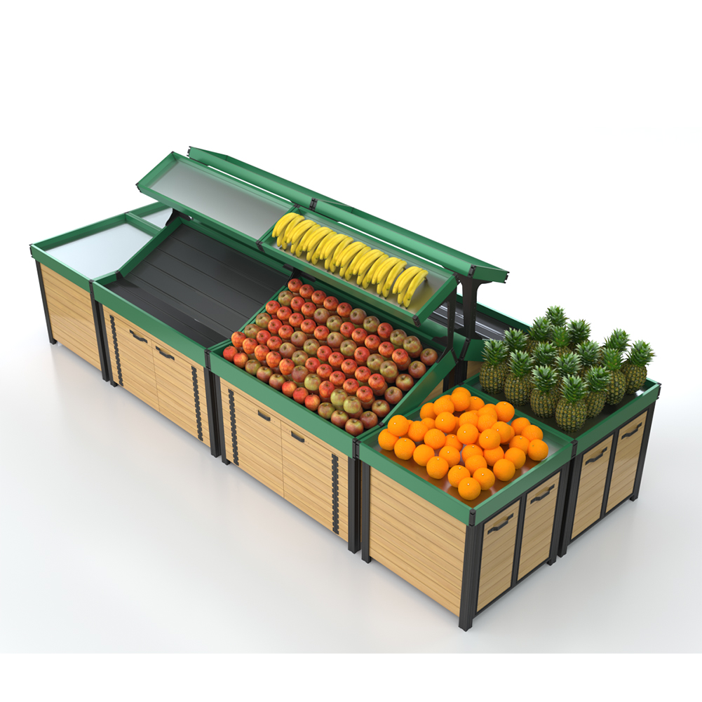 Estante de exhibición de frutas y verduras de aluminio para supermercados y tiendas de comestibles