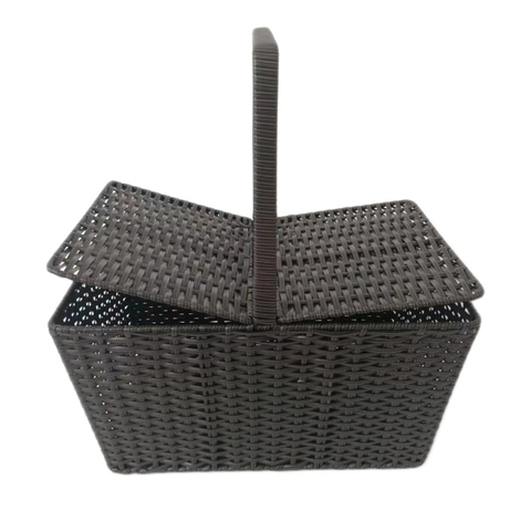 Cesta con mango de ratán de plástico 