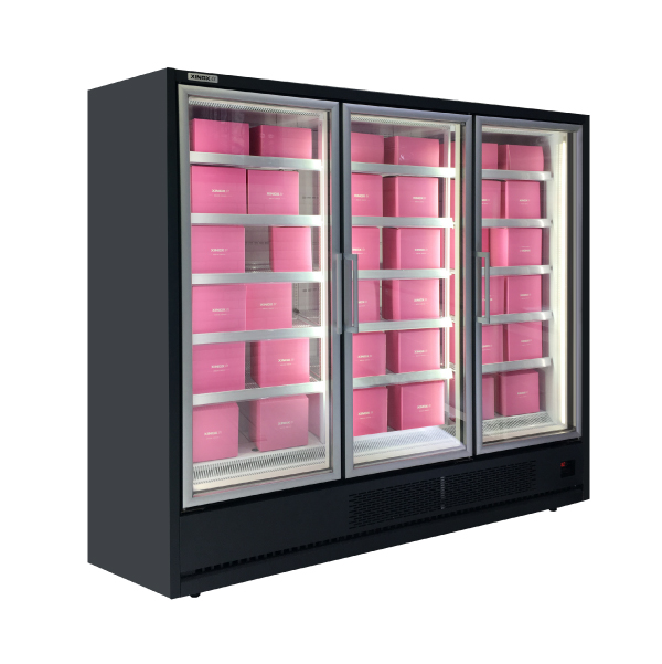 Congelador vertical enchufable de múltiples pisos &lt;-18 ℃ con 3 puertas de vidrio