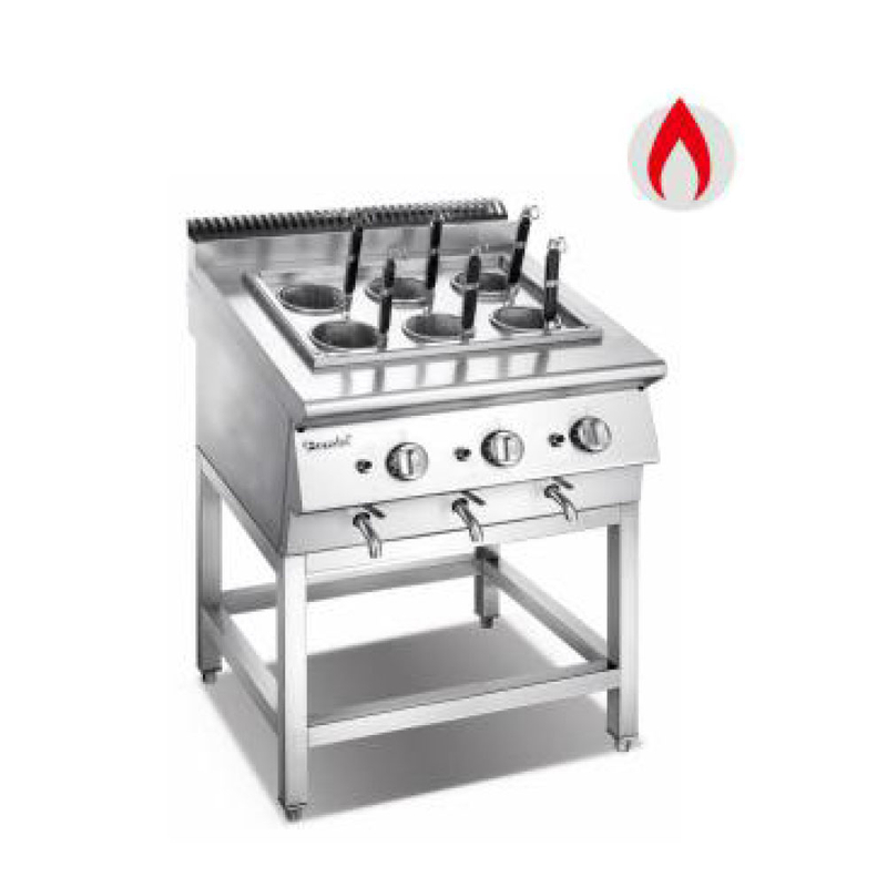 Cocedor de pasta a gas con mueble abierto