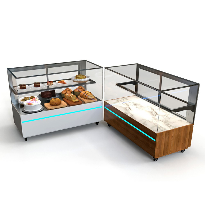 Vitrina de vidrio para pasteles y pan