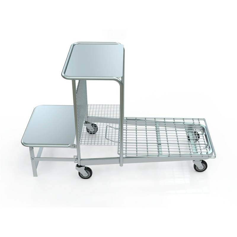 Carro de almacén para trabajo pesado con escalera plegable