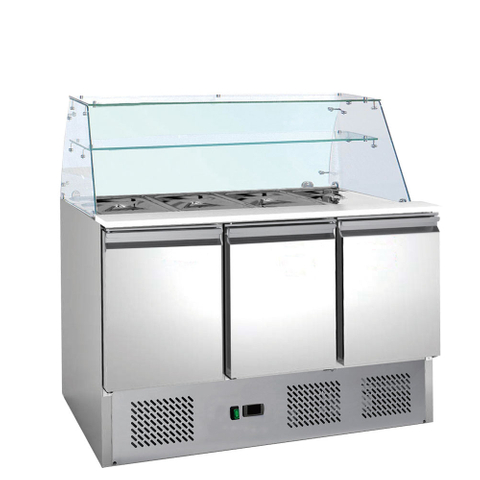 Refrigerador Saladette de dos puertas sólidas con tapa de granito