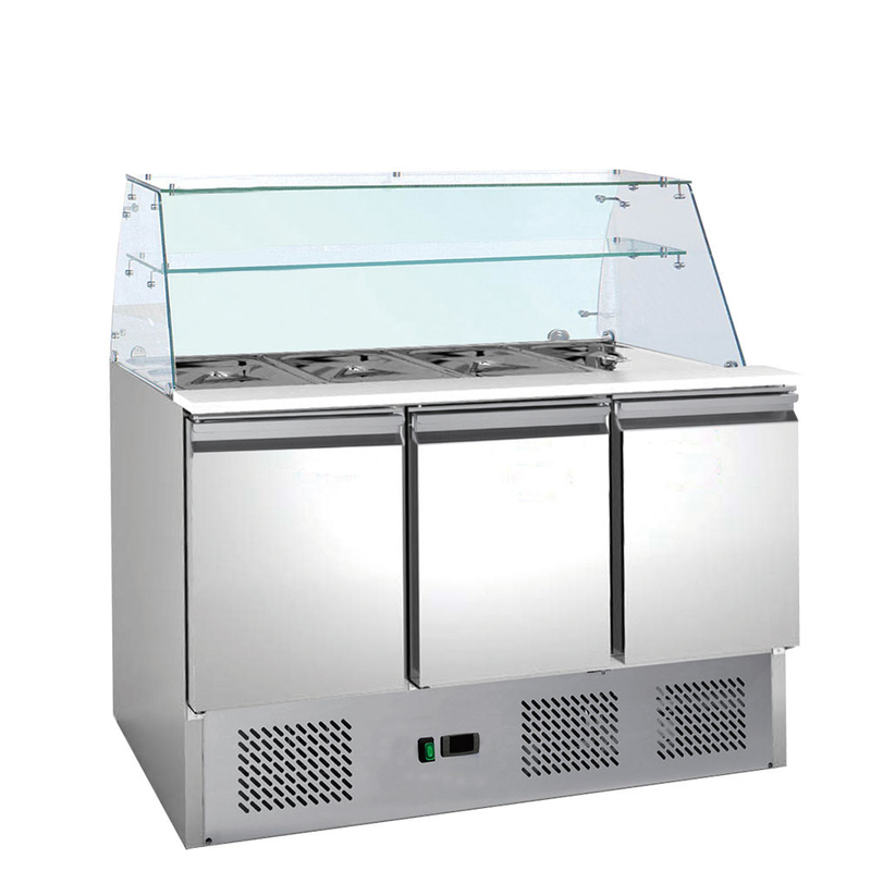 Refrigerador Saladette de dos puertas sólidas con tapa de granito