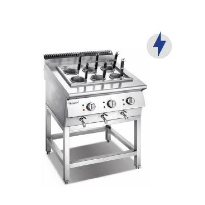 Cocedor de pasta eléctrico con mueble abierto