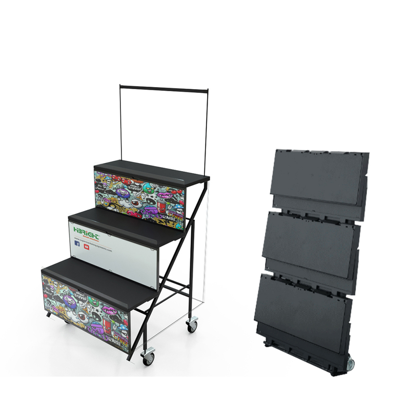 Estante de exhibición plegable para frutas y verduras con ruedas