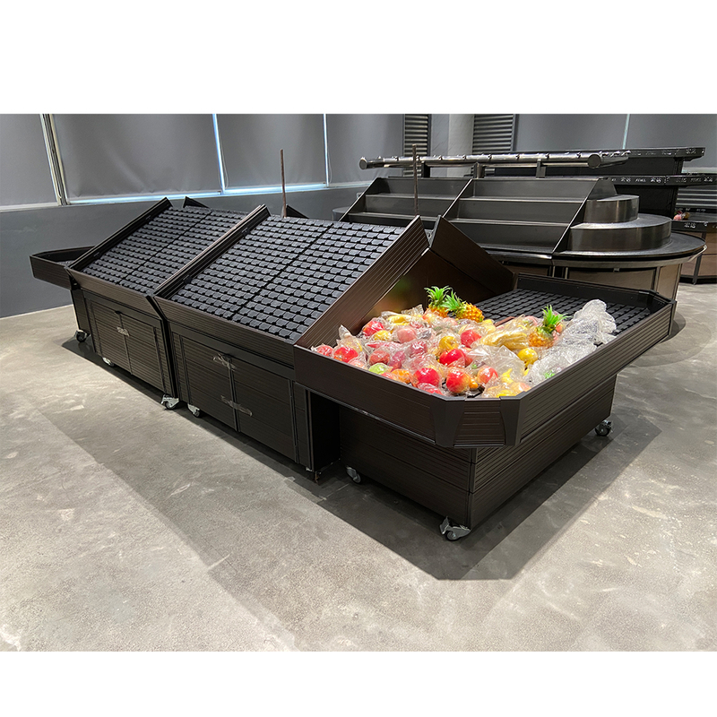 Soporte de exhibición ajustable negro para frutas y verduras