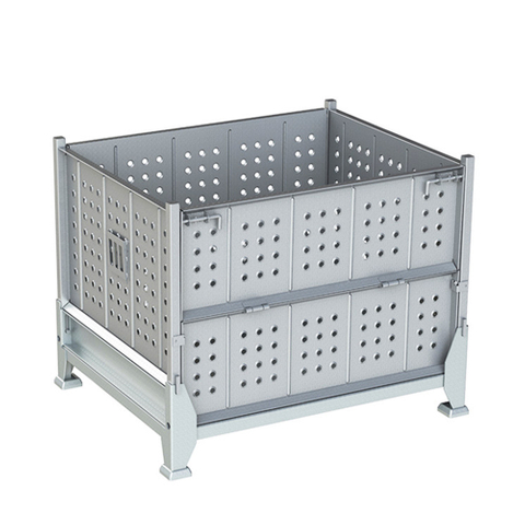 Caja de paletas logística apilable plegable de metal duradero