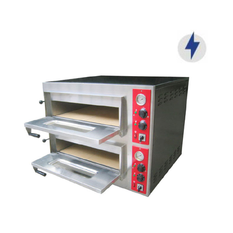 Horno de pizza eléctrico comercial de 2 pisos y 4 bandejas