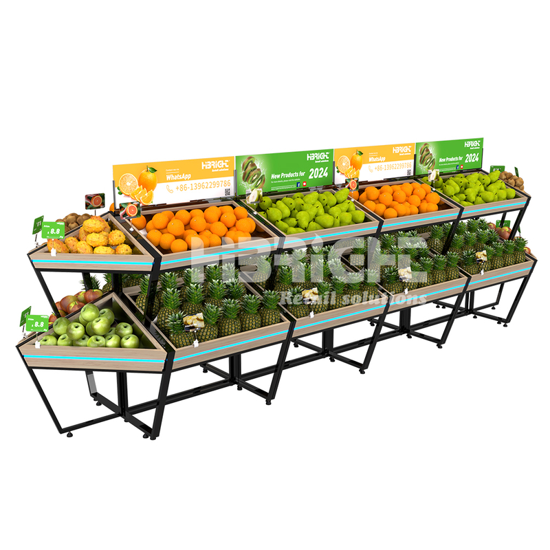 2024 Estantes de exhibición de frutas de nuevo diseño Highbright